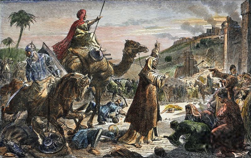 File:The entrance of Caliph Umar (581 -644) into Jerusalem, 638- colored engraving, 19th century..jpg