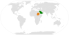 نقشهٔ موقعیت سودان و عربستان سعودی.